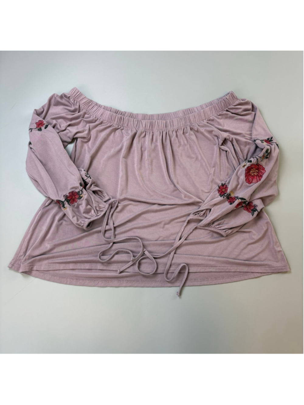 American Eagle Top Small Purple Floral Embroidered Off-Shoulder Boho Chic Soft